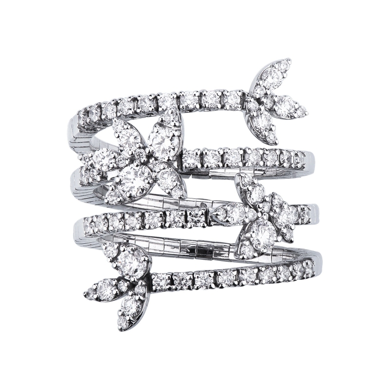 Spiralförmiger Bandring mit Diamanten Weißgold 750 Spiralförmiger Bandring mit Diamanten Weißgold 750