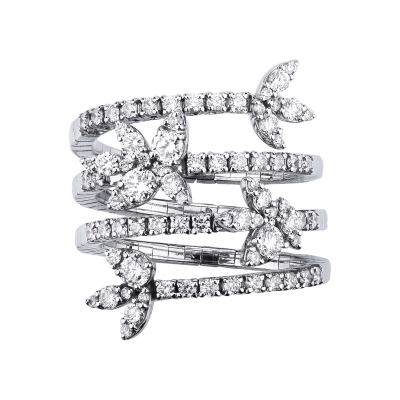 Spiralförmiger Bandring mit Diamanten Weißgold 750