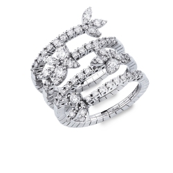 Spiralförmiger Bandring mit Diamanten Weißgold 750