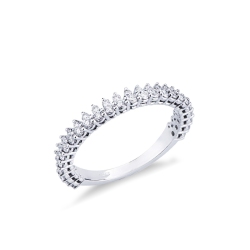 Weißgold 750 halb Memoire Ring mit zwei Reihen Diamanten
