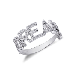 Weißgold-Ring mit Schriftzug DREAM aus Diamanten