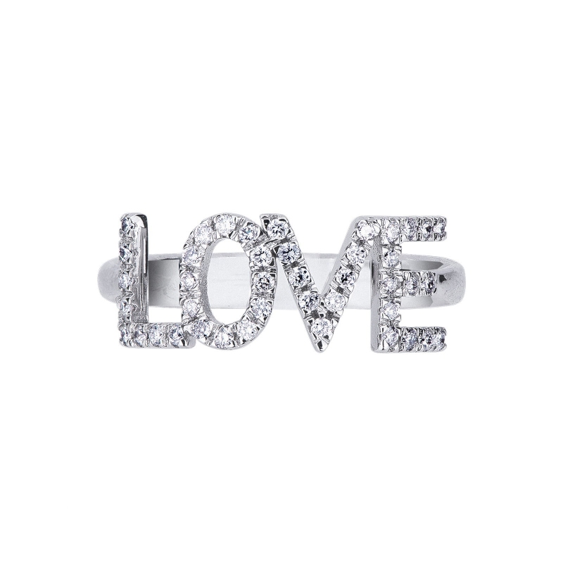 Weißgold Ring Schriftzug LOVE Diamanten Weißgold Ring Schriftzug LOVE Diamanten
