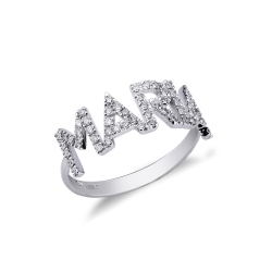 Weißgold-Ring mit Namen MARIA aus Diamanten
