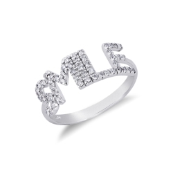 Ring mit Buchstaben SMILE aus Weißgold 750 und Diamanten
