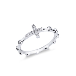 Herrenring aus Weißgold 18Karat mit Diamantkreuz