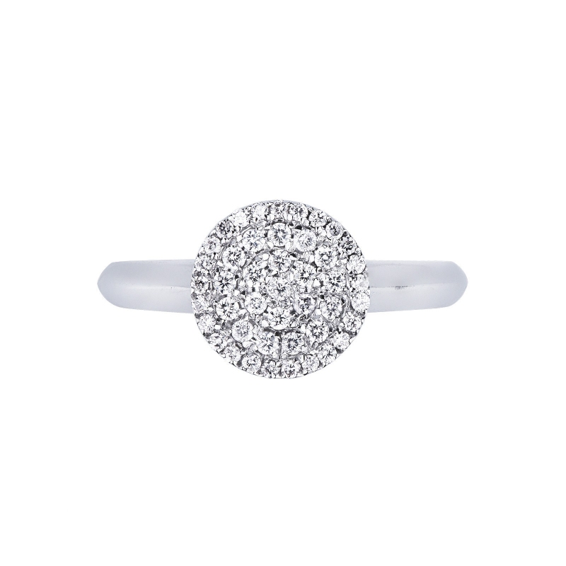 Weißgold Diamantring runde Pavé-Fassung  Weißgold Diamantring runde Pavé-Fassung