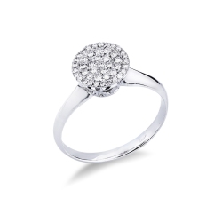 Weißgold Diamantring runde Pavé-Fassung