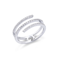 Weißgold 750 Bandring Damen Toi et Moi mit Diamanten
