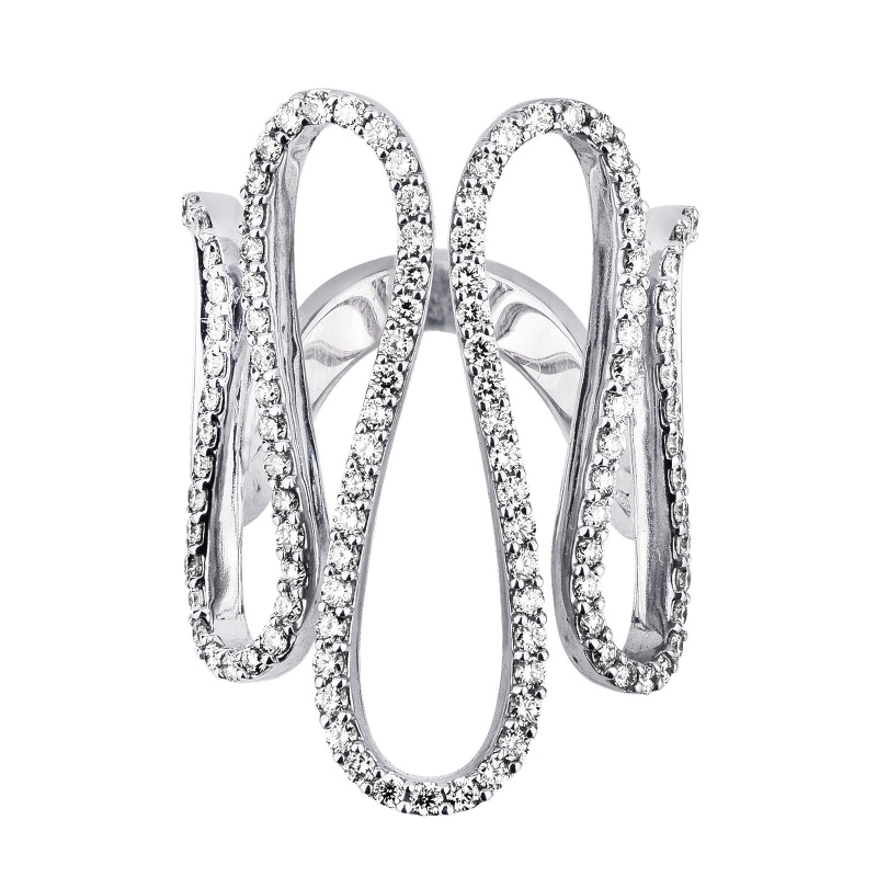 Wellenring Diamantring Weissgold 