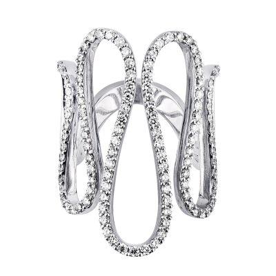 Wellenring Diamantring Weissgold 