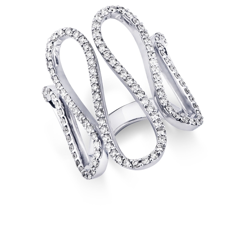 Wellenring Diamantring Weissgold 