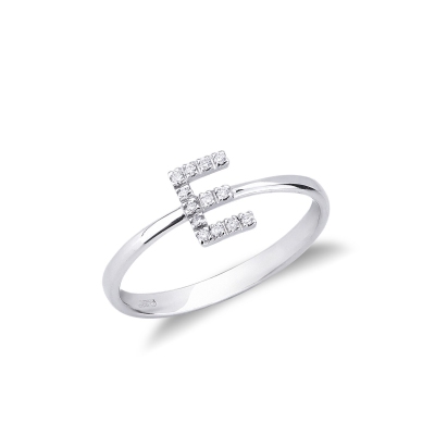 Ring mit Buchstabe E Weißgold und Diamanten
