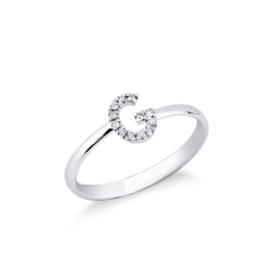 Weißgold Ring mit Buchstabe G aus Diamanten