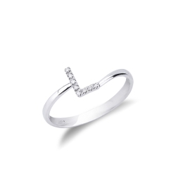 Weißgold 750 Ring mit L aus Diamanten