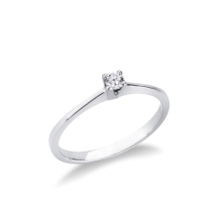 Weißgold 0,10 ct Verlobungsring mit 4 Krappen
