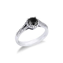 Schwarzer Diamant Ring Weißgold 750