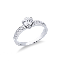 Solitär-Ring Weißgold 18K Diamant 0,7 Karat