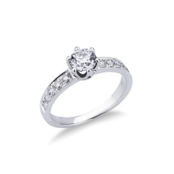 Verlobungsring aus Weißgold 18k mit einem 0,80 ct Diamant