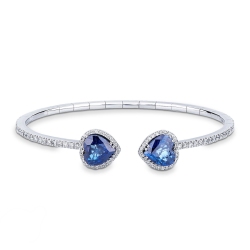 Weißgold Armreif mit blauen Saphiren und Diamanten