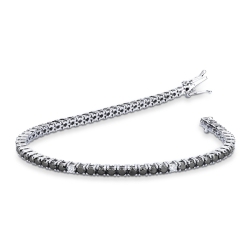 Weißgold 750 Tennisarmband mit schwarzen und weißen Diamanten