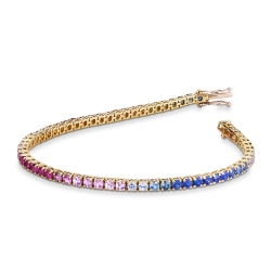 Saphir Armband Tennis aus 18K Gold Rainbow Multicolor