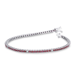 Weißgold 18k Tennisarmband mit Rubinen und Diamanten