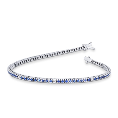 Saphir Tennisarmband mit Diamanten Weißgold