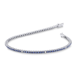 Saphir blau Tennisarmband mit Diamanten Weissgold