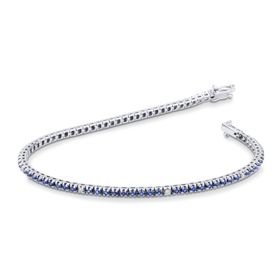 Saphir blau Tennisarmband mit Diamanten Weissgold