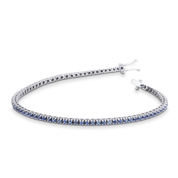 750er Weißgold Tennisarmband mit blauen Saphiren