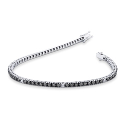 750er Weißgold Tennisarmband mit schwarzen und weißen Diamanten