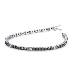 ICED OUT Armband Tennis mit schwarzen und weißen Diamanten