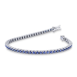 Weißgold Tennisarmband mit Saphiren
