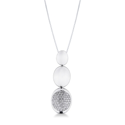 750er Weißgold Damenkette mit 3 Ovalen und einem Diamanten Pavé