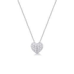 Halskette 18K Weißgold mit Herzanhänger aus Diamanten