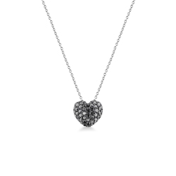 Damenkette mit Herzanhänger Pavé aus schwarzen Diamanten