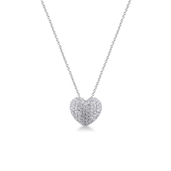 Damenkette aus 750er Weißgold mit Herz aus Diamanten
