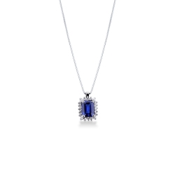 Saphir Kette mit Diamanten Weißgold 750