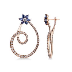 Ohrringe aus Roségold mit blauen Saphiren und Diamanten