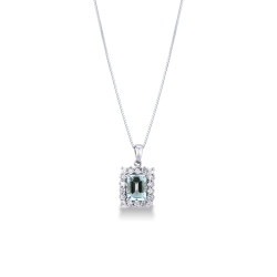 Halo Kette mit Aquamarin-Anhänger und Brillanten