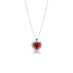 Rubin Herzanhänger mit Diamanten in Weißgold Kette