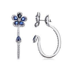 Blumen Ohrringe aus Weißgold 18K mit blauen Saphiren und Brillanten