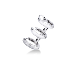 Weißgold einzelner spiralförmiger Ohrring mit Diamanten, Linkes Ohr