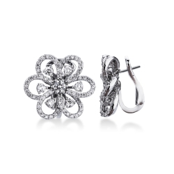 Blumen Ohrringe Weißgold 18K mit Diamanten