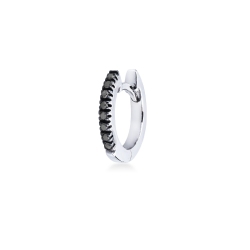 Weißgold 750 einzelne Creole mit schwarzen Diamanten