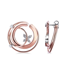 Creolen aus Rosé- und Weißgold 18K mit Diamanten