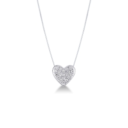 Herzkette 750er Weißgold Diamanten Pavé