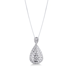 Weißgoldkette mit Tropfenanhänger aus Diamanten