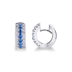 Creolen Weißgold 18K mit Diamanten und blauen Saphiren
