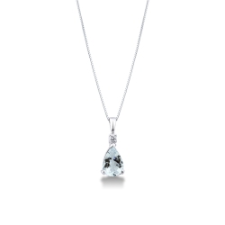 Weißgoldkette mit Aquamarin-Anhänger